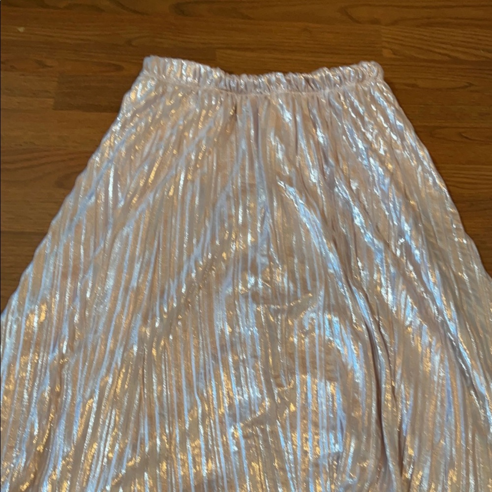 Blush silvery midi skirt